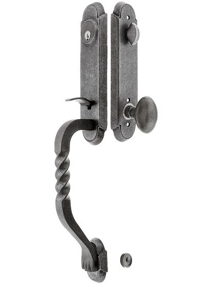 San Carlos Grip Wrought Steel Tubular Handleset With Savannah Knob in Antique Steel.